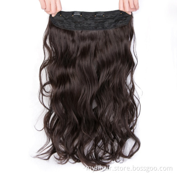 High Temperature Body Wave Hair with 4 Clips Corn Wavy Long easy wear Synthetic Hairpiece Clip In Hair Extensions